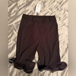 AKIRA Black Cropped Ruffle-Hem Pants